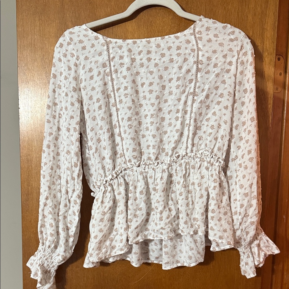 Altar'd State Floral Blouse - Cream and Pink